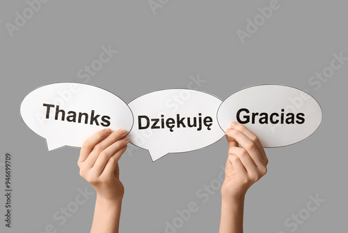 Female hands holding speech...