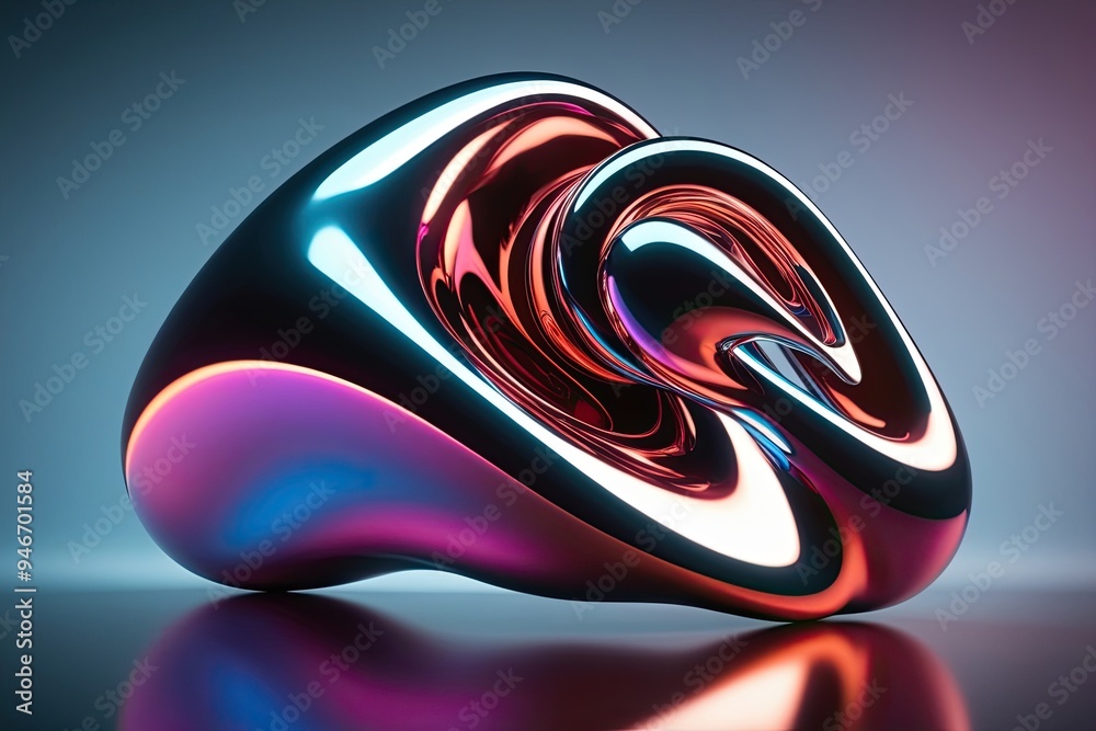 Futuristic 3D Fluid Metallic Design with Vibrant Colors and Sleek Reflections Futuristic 3D Fluid Metallic Design with Vibrant Colors and Sleek Reflections