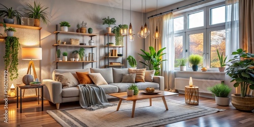 Cozy Living Room with Grey ...