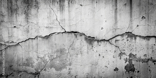 Cracked and Weathered Concrete Wall, Black and White Photography, Texture, Grunge, Abstract, concrete, wall