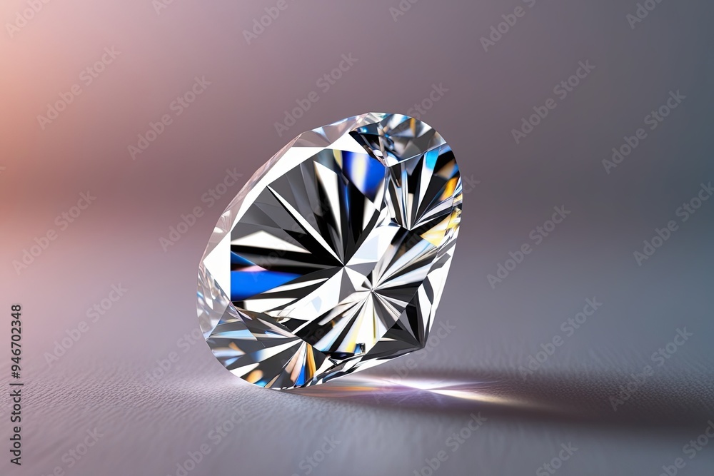 Stunning 3D Diamond Rolling on Soft Colorful Background Stunning 3D Diamond Rolling on Soft Colorful Background