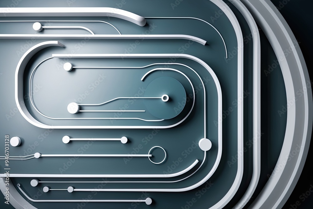 Futuristic Abstract Background with 3D Curved Lines and Connection Effects Futuristic Abstract Background with 3D Curved Lines and Connection Effects