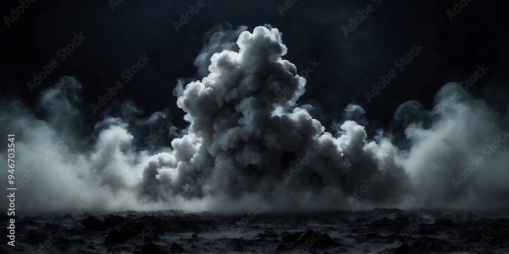 Fototapeta premium Black smoke, fog on a dark background. Abstraction.