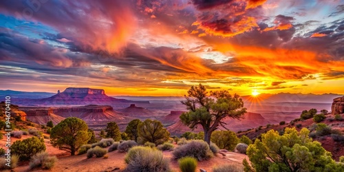 Fiery Canyon Sunset - Lands...
