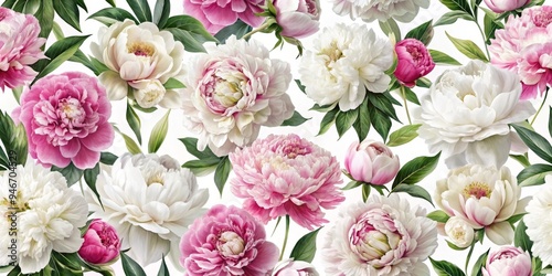 Floral Peony Watercolor Sea...