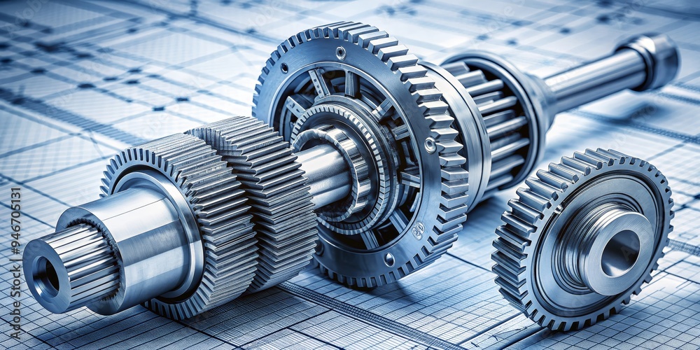 Gears in Motion, Engineering Blueprint, Industrial Design, Machine Parts, Gearbox Gears in Motion, Engineering Blueprint, Industrial Design, Machine Parts, Gearbox
