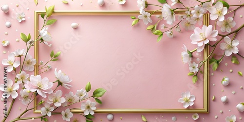 Golden Frame with Blooming ...