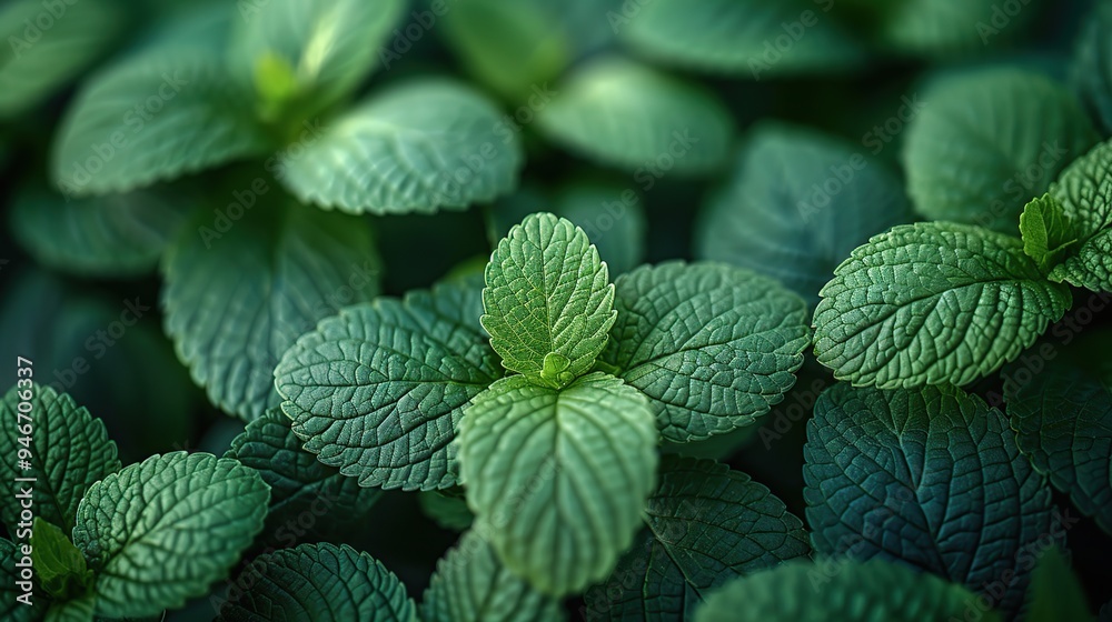Close Up Green Mint Leaves Close Up Green Mint Leaves