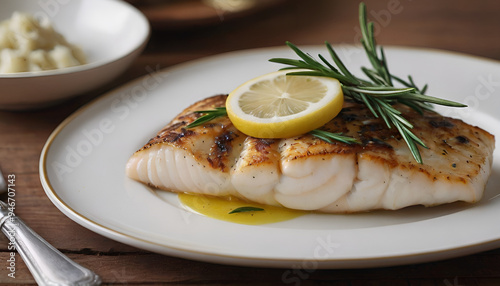 grilled haddock fillet with lemon and rosemary
