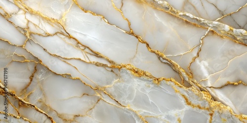 Golden Veins on White Marbl...
