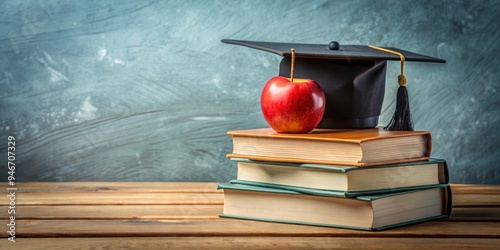 Graduation Cap on Books wit...