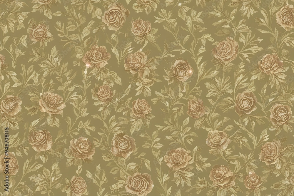 Fototapeta premium Elegant Soft Cream Olive Patterned Gradient Backdrop with Shimmering Terracotta Rose Touch