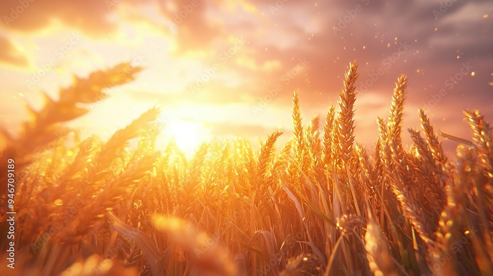 A golden field of wheat swaying under a warm sunset with wisps of cloudy light dancing above, capturing nature's beauty in motion A golden field of wheat swaying under a warm sunset with wisps of cloudy light dancing above, capturing nature's beauty in motion