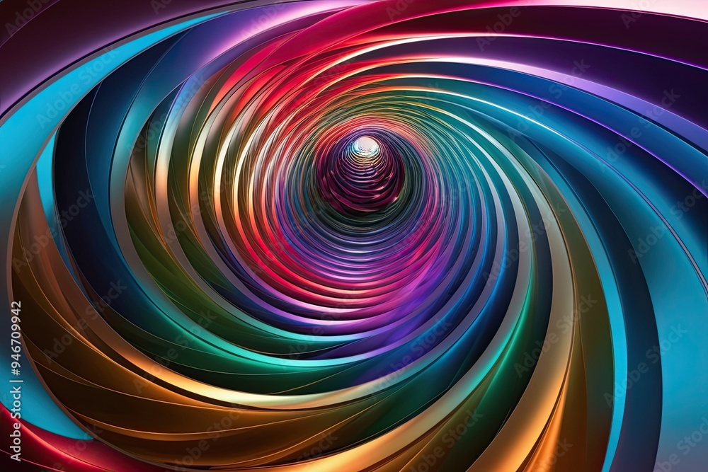 Obraz premium Stunning 3D Visualization of Colorful Spiraled Layers