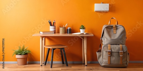 Minimalist Desk with Backpa...