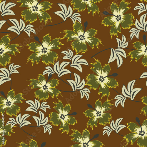 textile design with abstract flower pattern