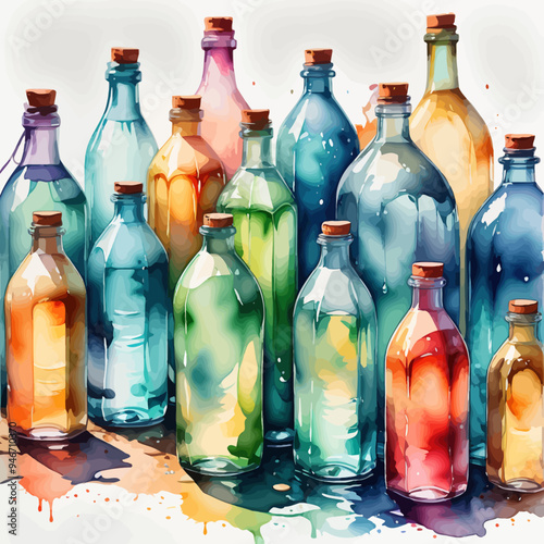 Bottle Ilustration Painting Background Very Cool