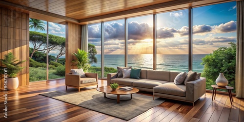 Modern Beachfront Living Ro...