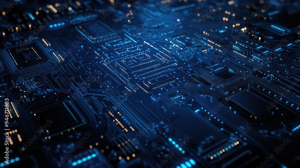Close-up of a circuit board with glowing lines. This image is perfect for representing technology, innovation, and the digital world. Close-up of a circuit board with glowing lines. This image is perfect for representing technology, innovation, and the digital world.