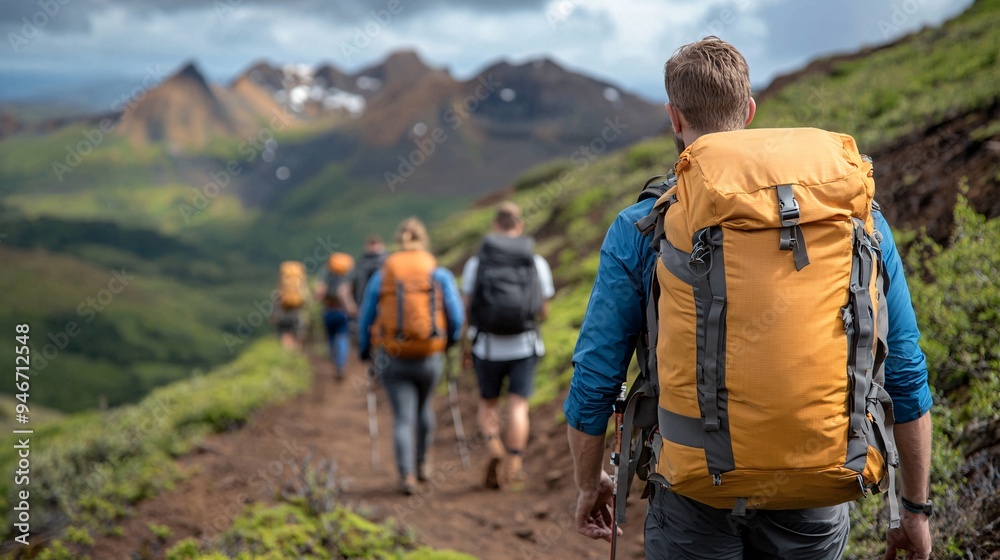 Hiking through the mountains. Hiking through the mountains.