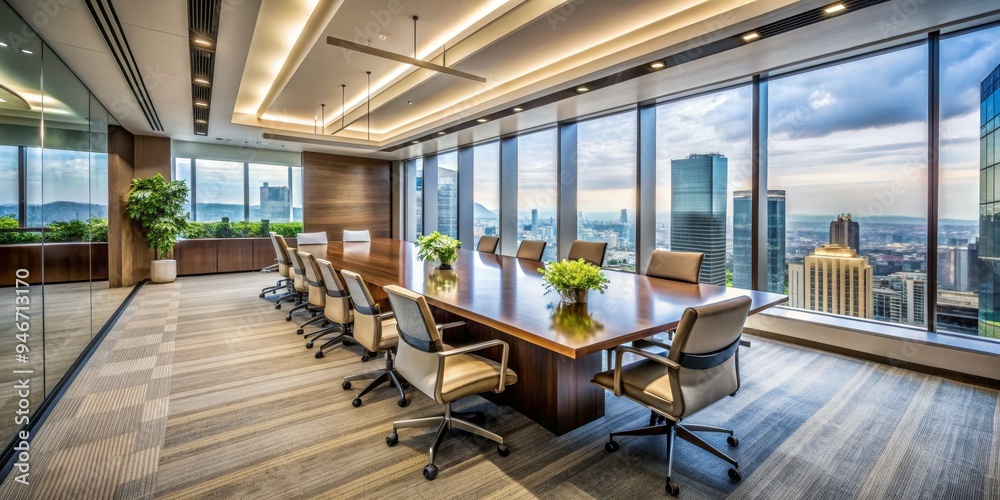 Modern Office Conference Room with Cityscape View, interior design, conference room, city view, meeting room Modern Office Conference Room with Cityscape View, interior design, conference room, city view, meeting room