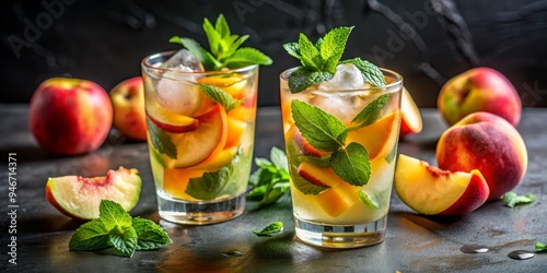 Refreshing Peach and Mint Iced Tea, Peach, Mint, Summer, Beverage