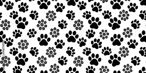 Paw Prints and Flower Patte...