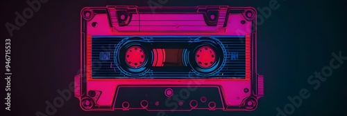 A neon-colored audio cassette, evoking 90s nostalgia. Perfect for reminiscing about the era when cassettes were used to listen to music.