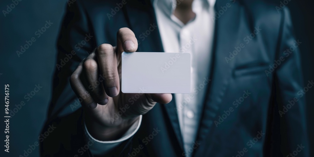 Businessman using a blank credit card for digital transactions Online banking to buy products on the internet from a home office or while shopping online Embracing convenience in the digita Businessman using a blank credit card for digital transactions Online banking to buy products on the internet from a home office or while shopping online Embracing convenience in the digita