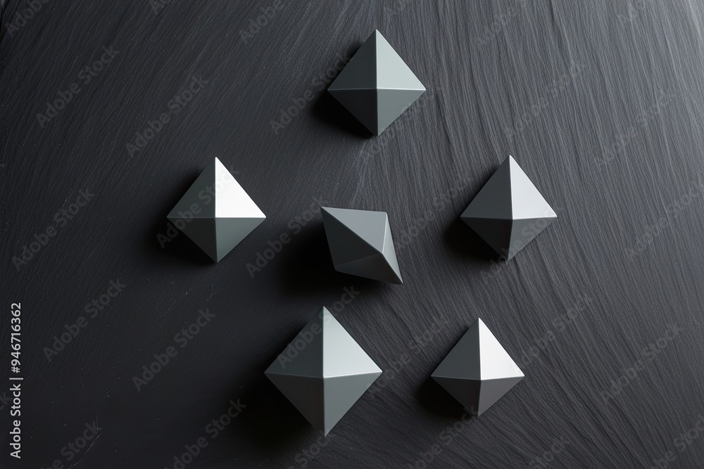 Obraz premium 3D Geometric Prisms Design on Charcoal Slate Background