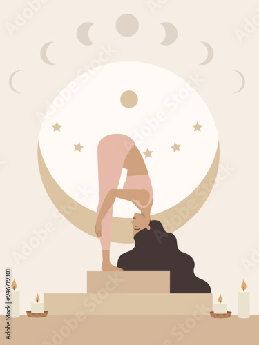 Poster of a white woman doing yoga 
