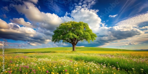 Solitary Tree in a Meadow o...