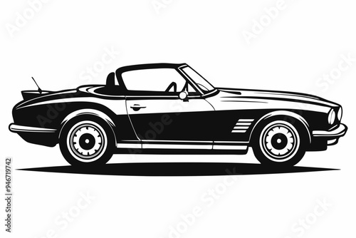 Convertable Car silhouette vector illustration