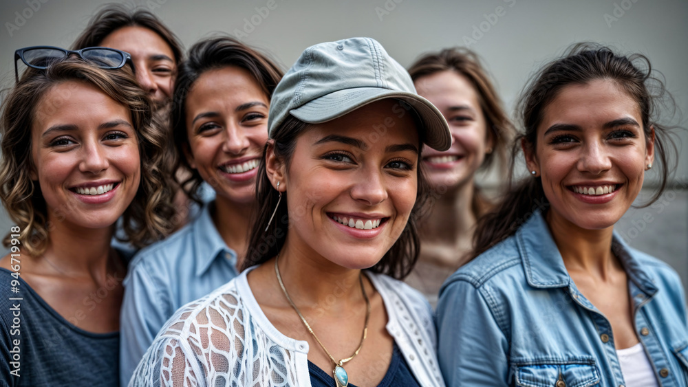 A group of women posing for the camera in a social setting, smiling and enjoying each other's company, showcasing friendship, diversity, and happiness A group of women posing for the camera in a social setting, smiling and enjoying each other's company, showcasing friendship, diversity, and happiness