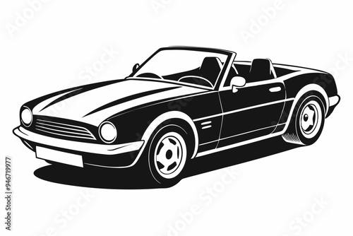 Convertable Car silhouette vector illustration