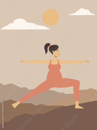 Poster of a pregnant white woman doing yoga 