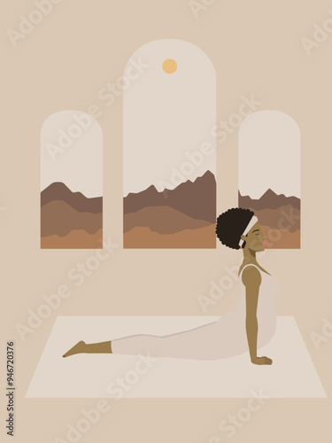 Poster of a pregnant brown woman doing yoga 