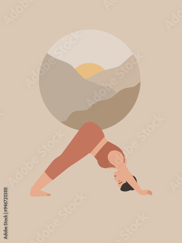 Poster of a body positive white woman doing yoga 