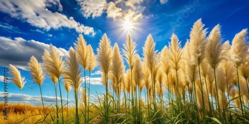 Sunlit Pampas Grass Under a...