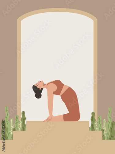 Poster of a body positive white woman doing yoga 