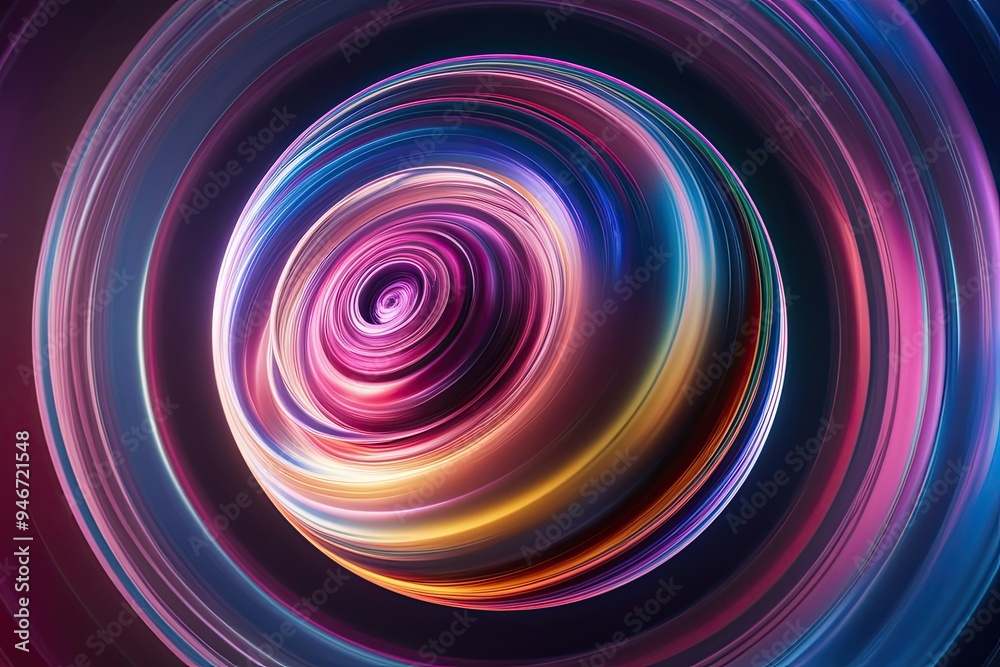 Dynamic 3D Sphere with Vivid Swirling Motion and Colorful Layers