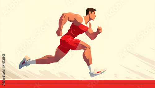 An Asian track and field athlete is running.