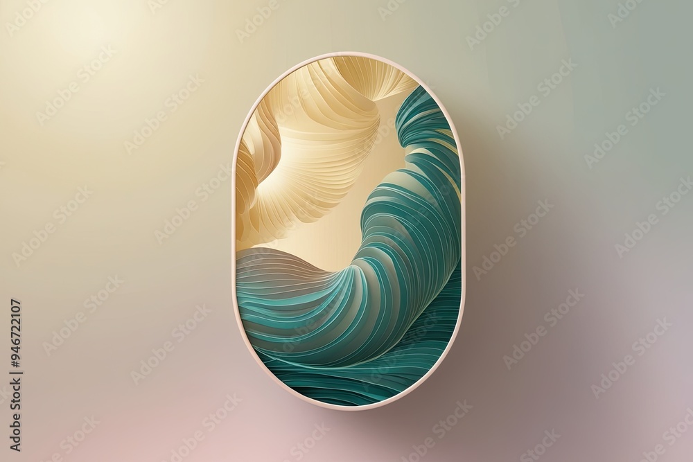 Fototapeta premium Innovative 3D Oval Art Design on Smooth Gradient Backdrop