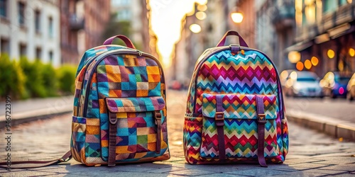 Two Backpacks on a Cobblest...