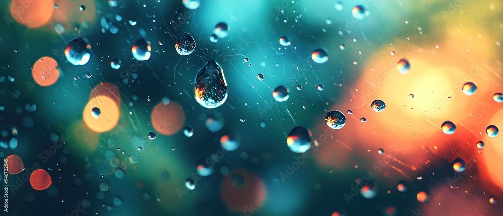 Water Droplets on a Window with Blurred Lights Water Droplets on a Window with Blurred Lights
