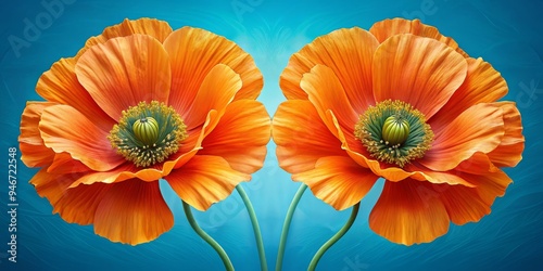 Two Orange Poppy Flowers on...