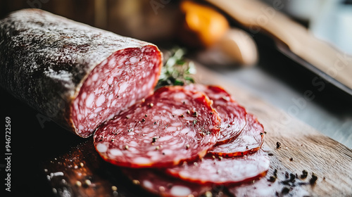 smoked sausage on a board