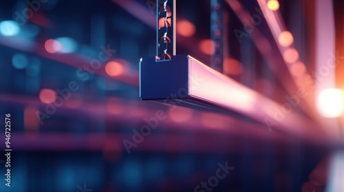 Detailed image focusing on a modern automated conveyor system in operation, showcasing the technological advancements and efficiency of contemporary logistics solutions. photo