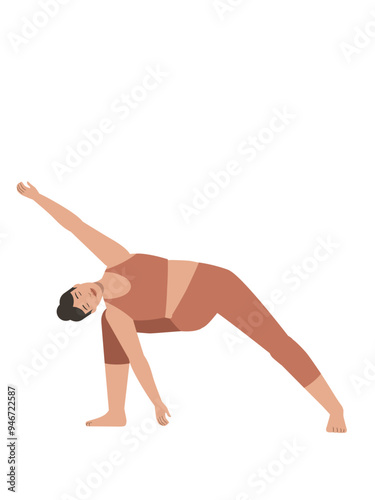 Illustration of a white body positive woman doing a yoga pose