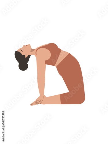 Illustration of a white body positive woman doing a yoga pose